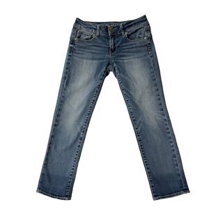 American Eagle Jeans Women's Blue Denim Artist Crop Super Stretch SZ/2